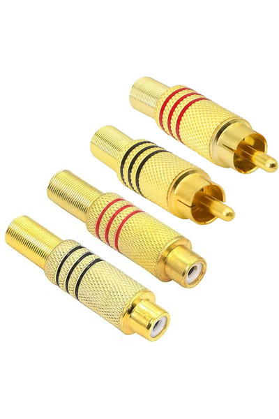 choice2 4PCS Female and Male 4PCS RCA Plug Gold Plated Solder Type Male Femal...