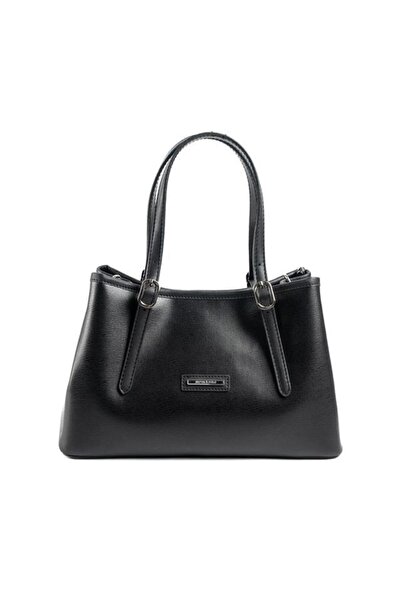 Silver Polo Negru - Geantă de mână neagră simplă pentru femei SP1252