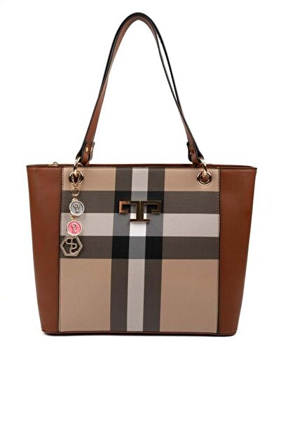 Silver Polo حقيبة كتف نسائية منقوشة باللون البيج - تان SP1176