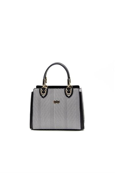Silver Polo Μαύρο Λευκό-Μαύρο SP1133 Γυναικεία Τσάντα Χειρός