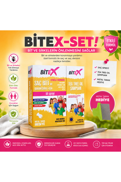 Bitex SAÇ BİTİ VE YUMURTALARI İÇİN BİT SPREYİ + ŞAMPUAN (Metal Tarak HEDİYE)