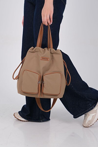 Silver Polo Mink - Tan Satin Women's Backpack Sp1232