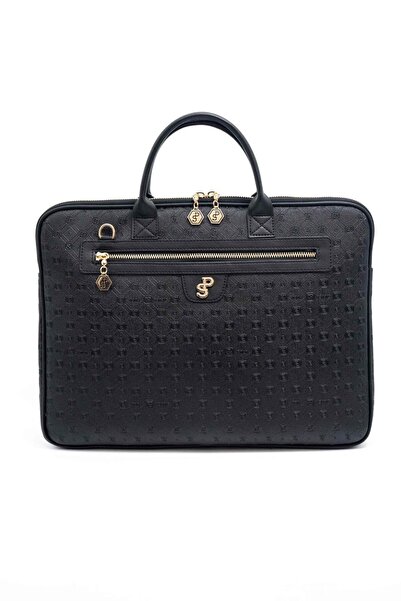 Silver Polo Negru - Geantă pentru laptop și servietă pentru femei cu logo neg...
