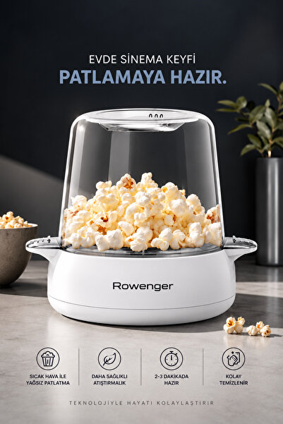 Rowenger ROW-500 Mısır Patlatma Makinesi Yağsız Ve Sağlıklı Popcorn 100gr Kapasite