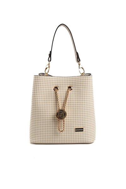 Silver Polo Geantă de damă în carouri Kum - Kum Beige Goose Feet SP967