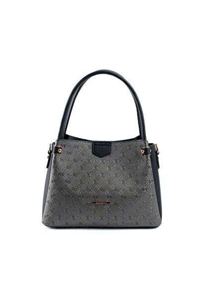 Silver Polo Platin - Damenhandtasche mit schwarzem Logo SP1254
