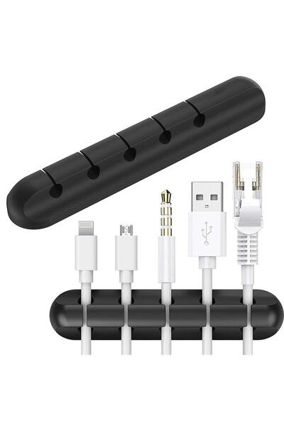 eZmart Organizator de cabluri cu 5 compartimente, cu adeziv 3M – Negru, 115 ×...