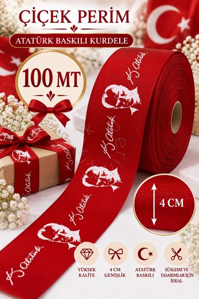 ÇİÇEK PERİMM Çiçek Perim Atatürk Printed and Signed Grosgrain Ribbon October ...