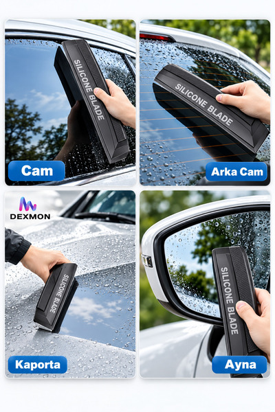 Dexmon Oto Araba Araç Cam Ve Kaporta Su Temizlik Sileceği Çekçek Çizmez Silikon