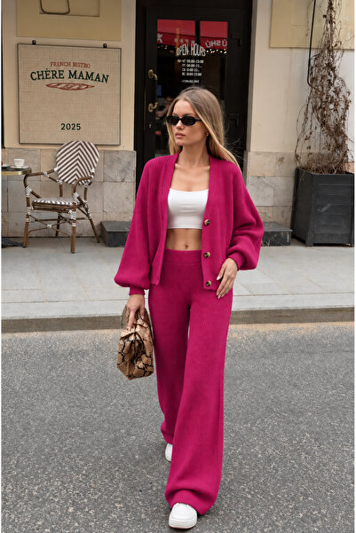 MARLİNG Pletena odjeća sa 3 dugmeta Gornji i donji deo FUJYA HOT PINK
