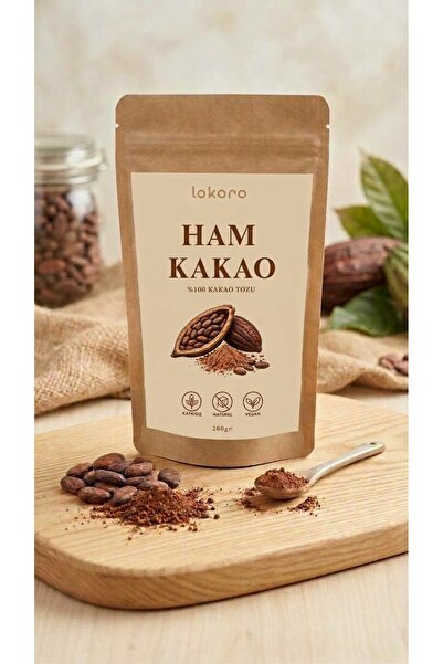 lokoro Ham Kakao Tozu 200 g | %100 Doğal & Saf Kakao | Şeker İlavesiz | Katkı...