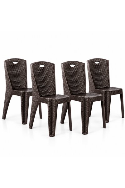 ANAKA Set of 4 Stylish and Comfortable Design Plastic Litchi Chairs-88X38 cm