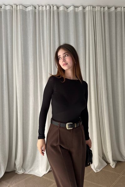 lizge giyim Kayik Yaka Modal Cashmere Bluz