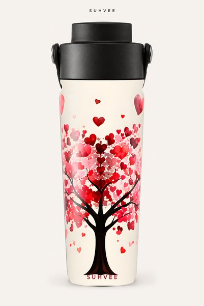 Suhvee Kalpli Ağaç Sevgililer Günü Temalı 500 ml Çift Cidarlı Paslanmaz Çelik...