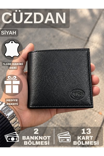 genuine leather company eds Orijinal Erkek Siyah Hediye Kutulu Şık Hakiki Der...