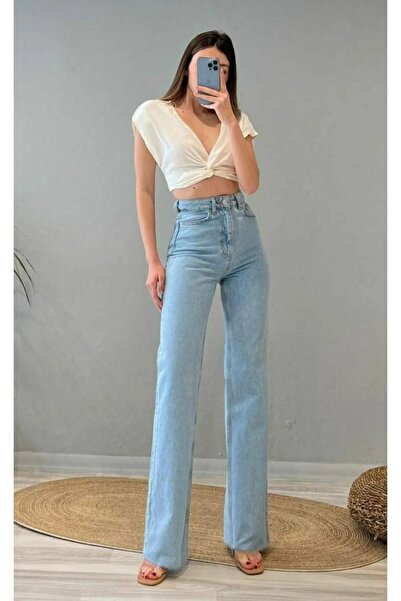 beeke Blugi de damă Marina cu talie super înaltă și picioare largi din denim