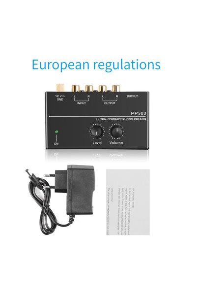 Kebidumei EU Adapter Ultra-compact Phono Preamp Pre Amp Preamplifier with Lev...