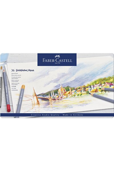 Faber Castell Watercolor colored pencils 36 colors GOLDFABER metal box FABER