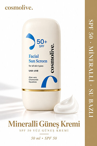 Cosmolive Güneş Kremi | %100 Doğal | Mineralli | Yüz | Spf 50 | Yağlı - Kuru ...