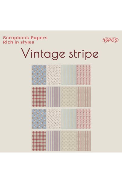 Choice 16PCS Vintage Stripe Wave Point Pattern Scrapbook Paper 8/16 PCS Scrap...
