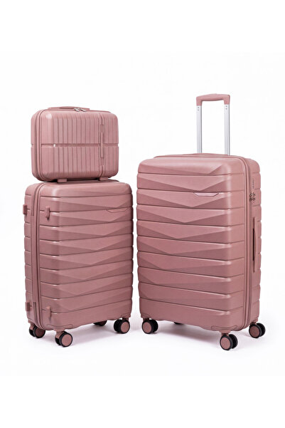 Generic Brand 3-Piece Set Polypropylene Hardshell Luggage Set with Beauty Cas...