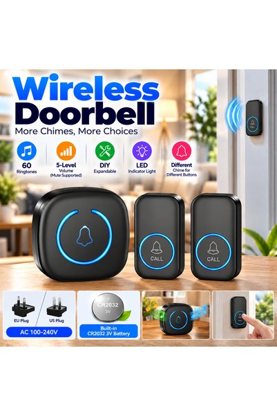 Choice US Plug Wireless Doorbell 1000ft Range Loud Enough With 5 Volume Level...