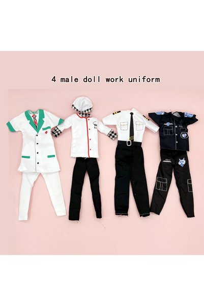Choice 4 male uniform 4-Pack 11.81inch Male Doll Outfits - Chef, Captain, Doc...