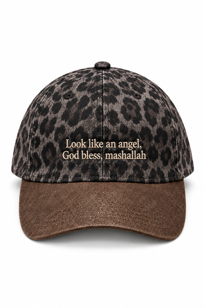 Afterglowline Mashallah Leopar Desenli Nakışlı Şapka Limited Edition