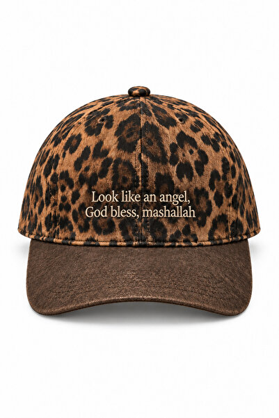 Afterglowline Mashallah Leopar Desenli Nakışlı Şapka Limited Edition
