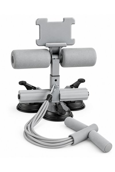 EVEREEN Gray Adjustable Sit-Up Foot Holder Bar with 3 Suction Cups and Resist...
