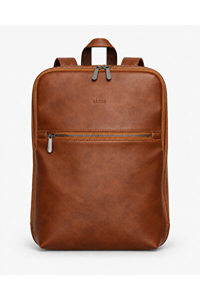 Alone Laptop Backpack |   1027 Tan Pu Leather Computer Bag