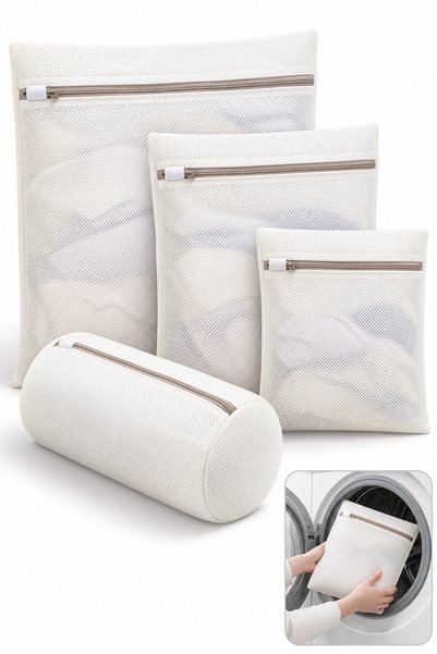 Grarey 4-Piece Fine Mesh Laundry Bags with Zippers, Washing Machine Wash Bag Set for Delicates, Lingerie & Socks