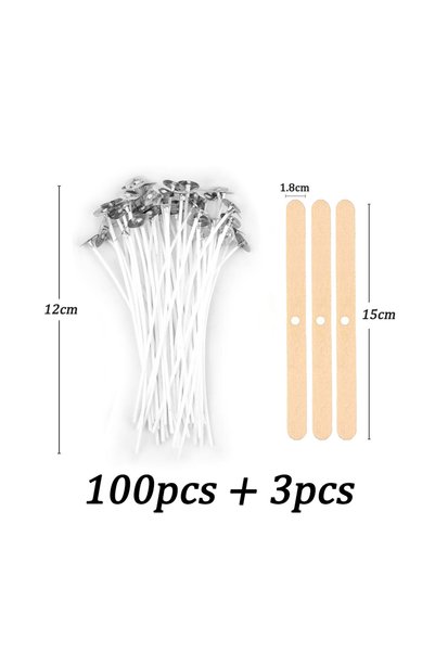 Choice A-12cm 100pcs/bag Pre-Waxed Smokeless Candle Wicks with Holder DIY Cot...