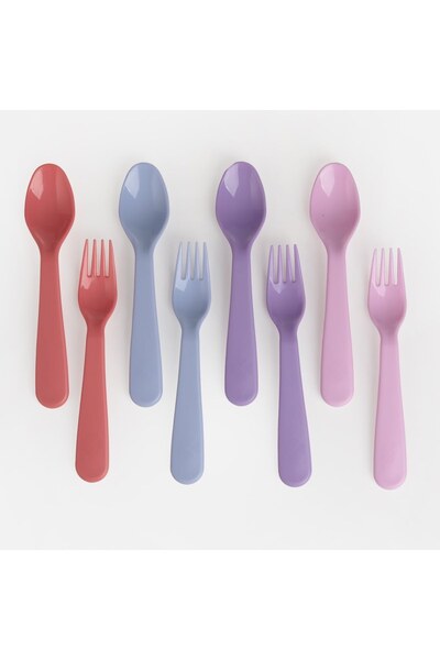 OEM Set Furculite & Linguri de Plastic de Diverse Culori 16cm - 8buc