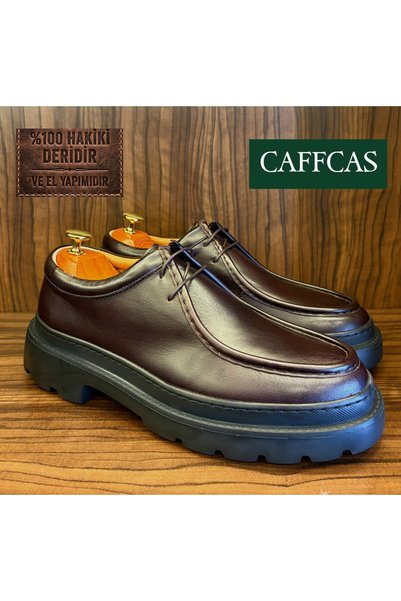 Caffcas Genuine Leather Brown Handmade Casual Men's Shoes 1308-11