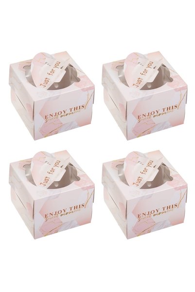 OEM Cutii din Hartie Roz Marble pentru Dulciuri 15x15x12cm - 4buc