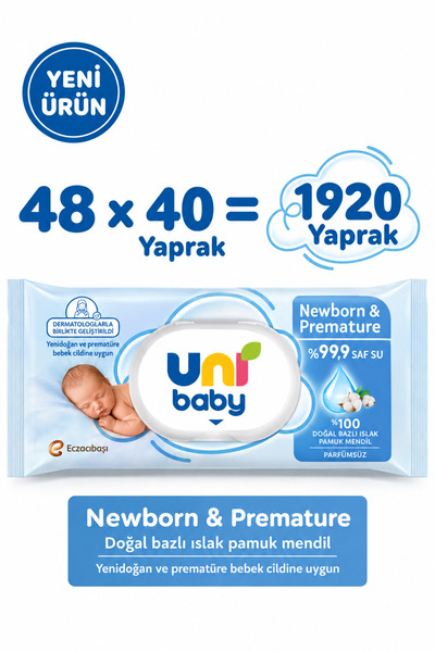 Uni Baby YENİDOĞAN ISLAK MENDİL 40LI 48 ADET