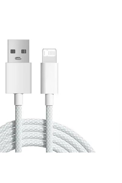 choice2 كابل شحن سريع مجدول أبيض بطول 1 متر من USB A إلى IOS لأجهزة آيفون 14،...