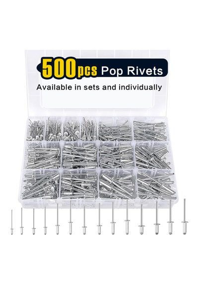 Choice Asso. Kit D(500pcs) 500pcs Pop Rivets Assortment Kit, 14 Sizes Aluminu...