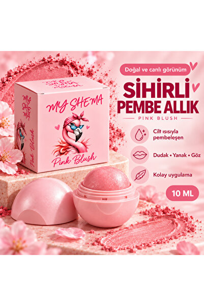 myshema Pink Blush Magic Giving Color |pembe Sihirli Allık | Işıltılı Doğal G...