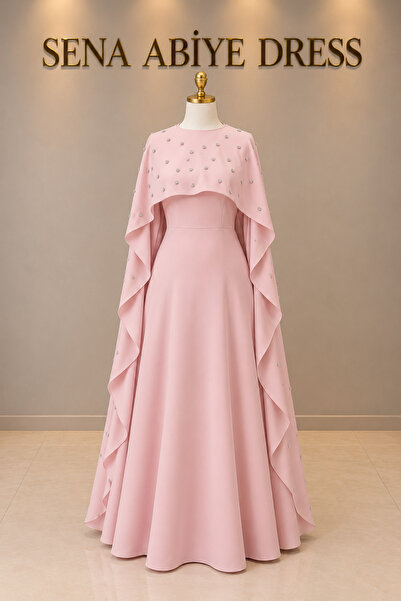 Sena Abiye Dress ASİL PEMBE TESETTÜR ABİYE