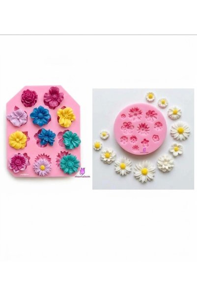 morlalem m Set of 2, Daisy Flower Set, 2 Pieces Silicone Mold K-173 K-454, St...
