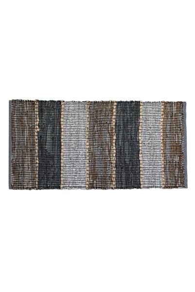 DD SHOP Covoras decorativ piele artificiala gri taupe 130x70cm cu franjuri an...