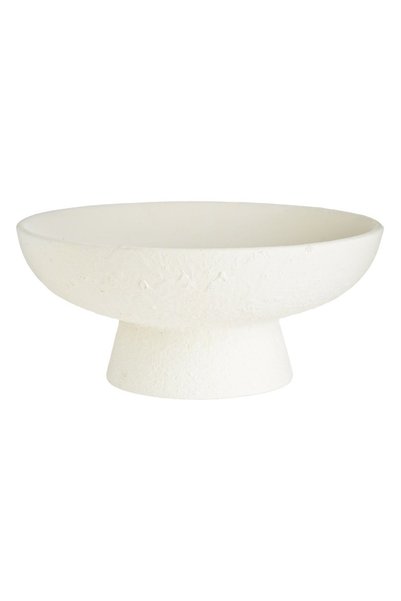 OEM Bol decorativ ecru, cu picior, din dolomit, Ø26x11,5 cm