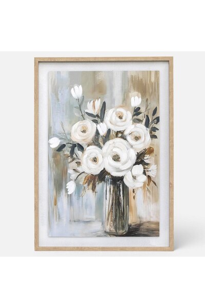 OEM Tablou ulei vaza cu flori rama lemn 50x70cm decorativ panza pictura