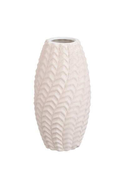 OEM Vaza Decorativa Ceramica Bej cu Model Reliefat Valuros Ø7.8x15.2cm