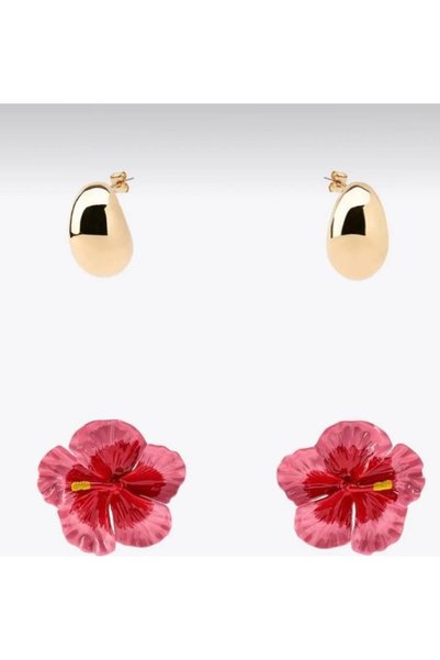 lysiaaccessory طقم أقراط على شكل زهرة من ماركة Zr ملونة