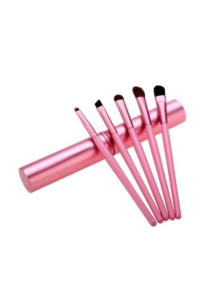 SOLLUXE Set 5 pensule machiaj ochi Travel Essentials, păr și sintetic, roz