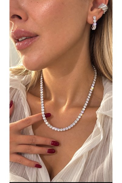 GLARE JEWELRY CO Gümüş Pırlanta Montür Döküm Dönmeyen Suyolu Kolye Klipsli 5 ...