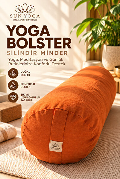 SUNYOGA Zafu Cylinder Long Yoga Meditation Cushion Bolster Orange Color Cotto...